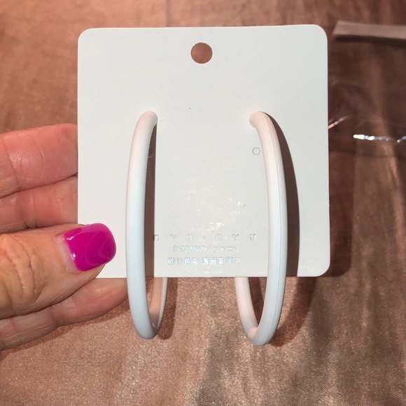 Jewelry - Big White Hoop Acrylic Earrings (Brand New in Packaging)